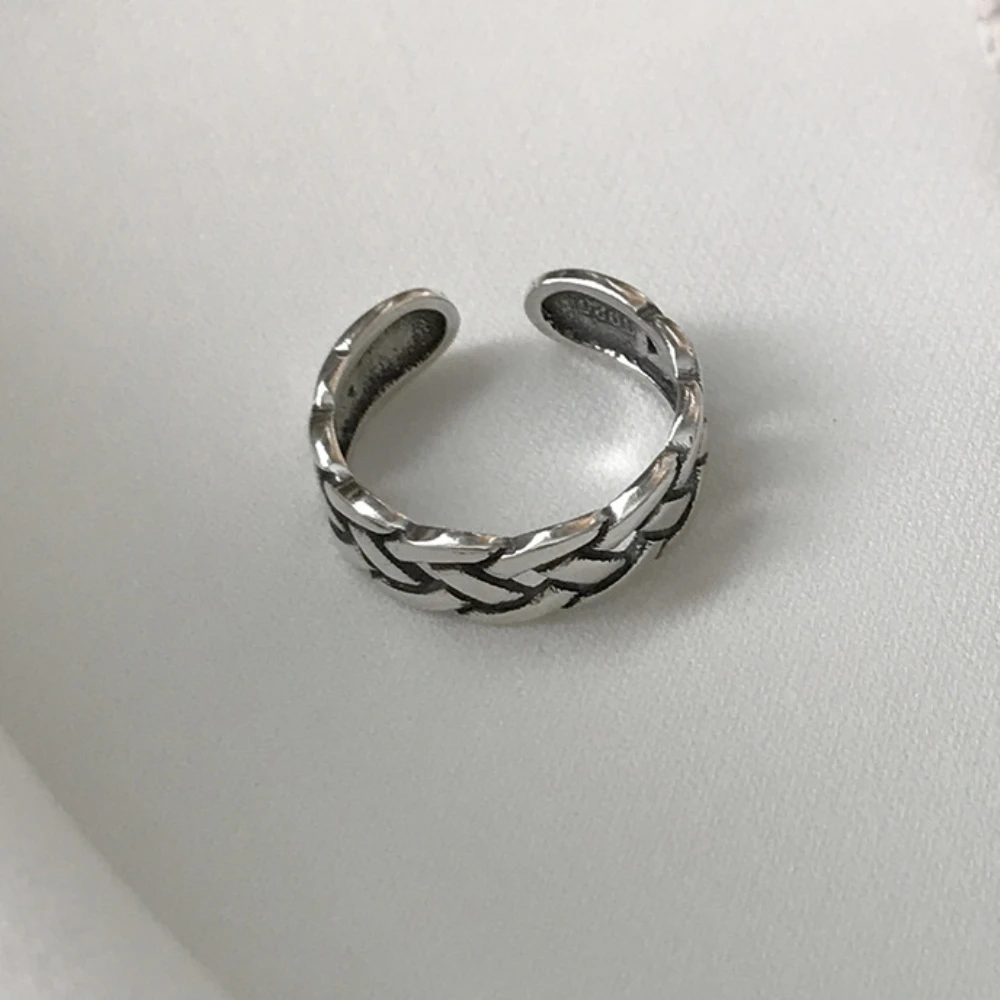 Handmade Retro 925 Sterling Silver Wedding Ring Jewelry Set 