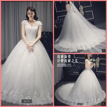 

Vestido De Novia ball gown cap sleeve princess wedding dress puffy lace appliques beaded muslim modest bride dress hot sale
