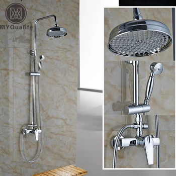 

Chrome Finished Bathroom Shower Set faucet Single Handle with Hot and Cold Water Shower Complete Mixer Taps