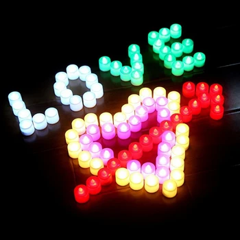 

24pcs Battery Powered LED Candle Multicolor Lamp Simulation Color Flame Flashing Tea Light Home Wedding Birthday Party Decor