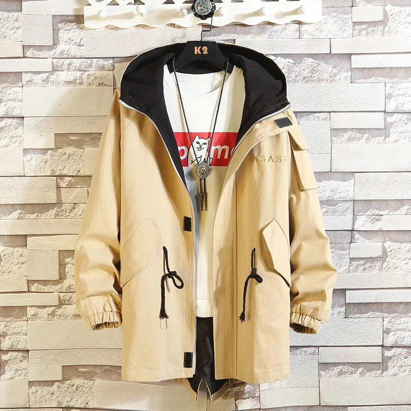INS/мужская куртка-бомбер с капюшоном, уличная ветровка, Корейская Повседневная Осенняя весенняя куртка, пальто