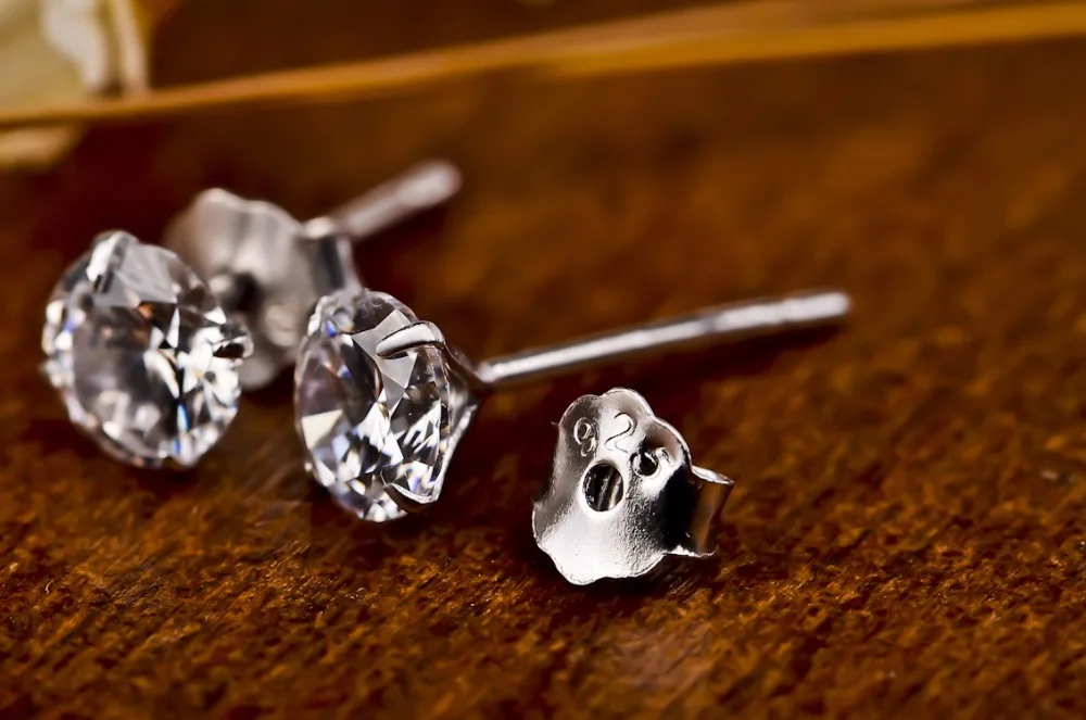 Женские серьги гвоздики из серебра 925 пробы с фианитом|earrings blue|earring plugearrings cheap |