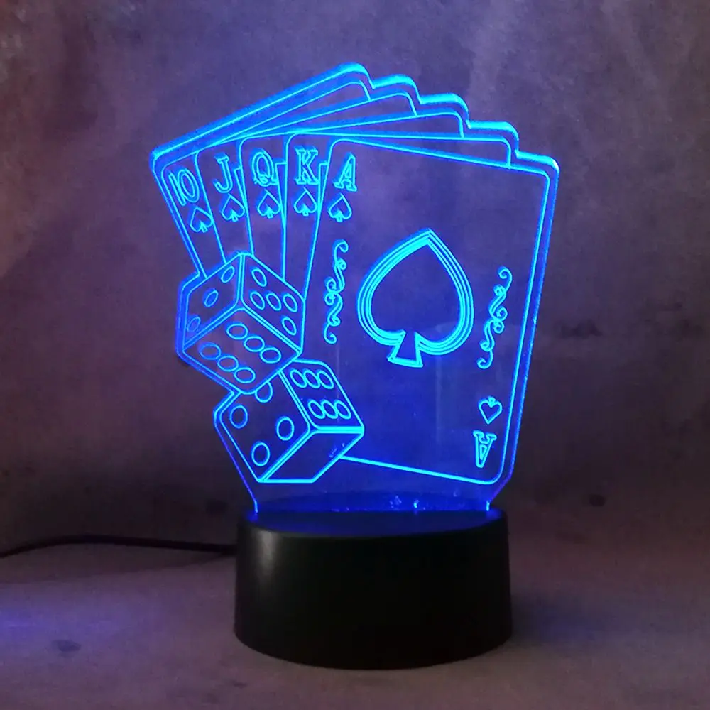 free shipping Poker Playing Card Night Light Kids 3D Lamp Romantic 7