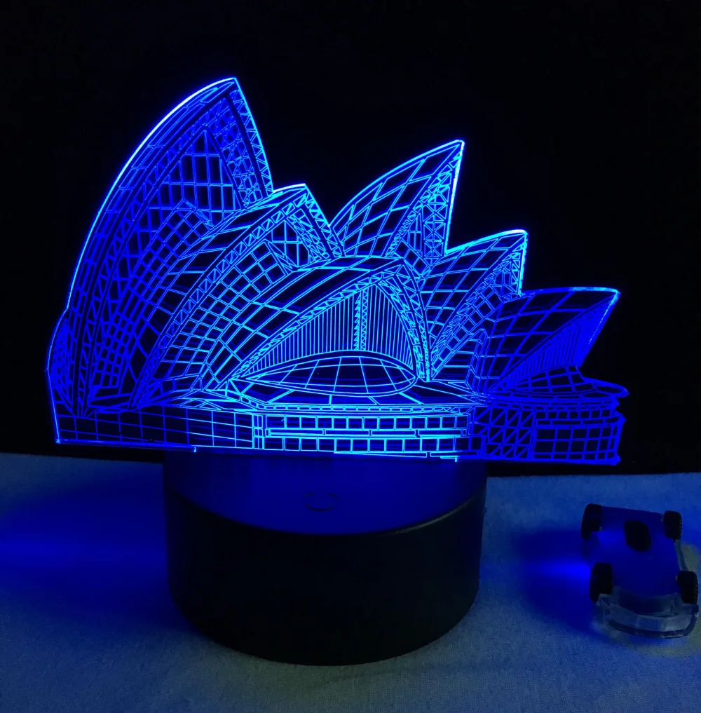 Романтический Сиднейский опера дом ночник USB Touch 7 лампа меняющая цвет 3D светодиодный стол кафе бар ресторан стол Mall освещение G