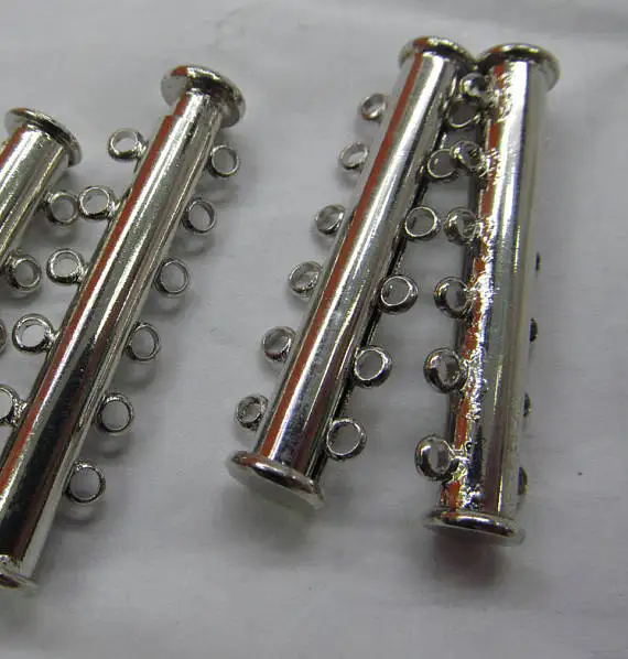 12pcs Multistrand Tube Clasp Rose Gold Gunmetal Slide Bar Wid Bracelet Necklace Bar Tube Clasp