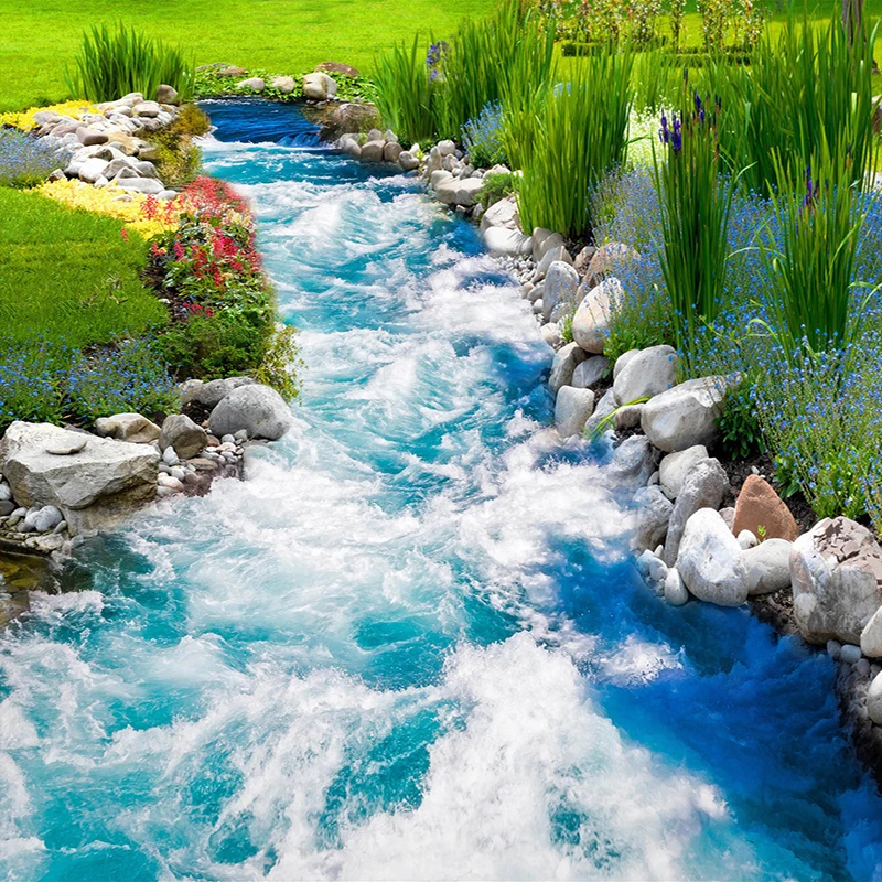 Фото обои для пола стены на заказ Small Creek бегущая вода 3D Stereo наклейка пол фотообои