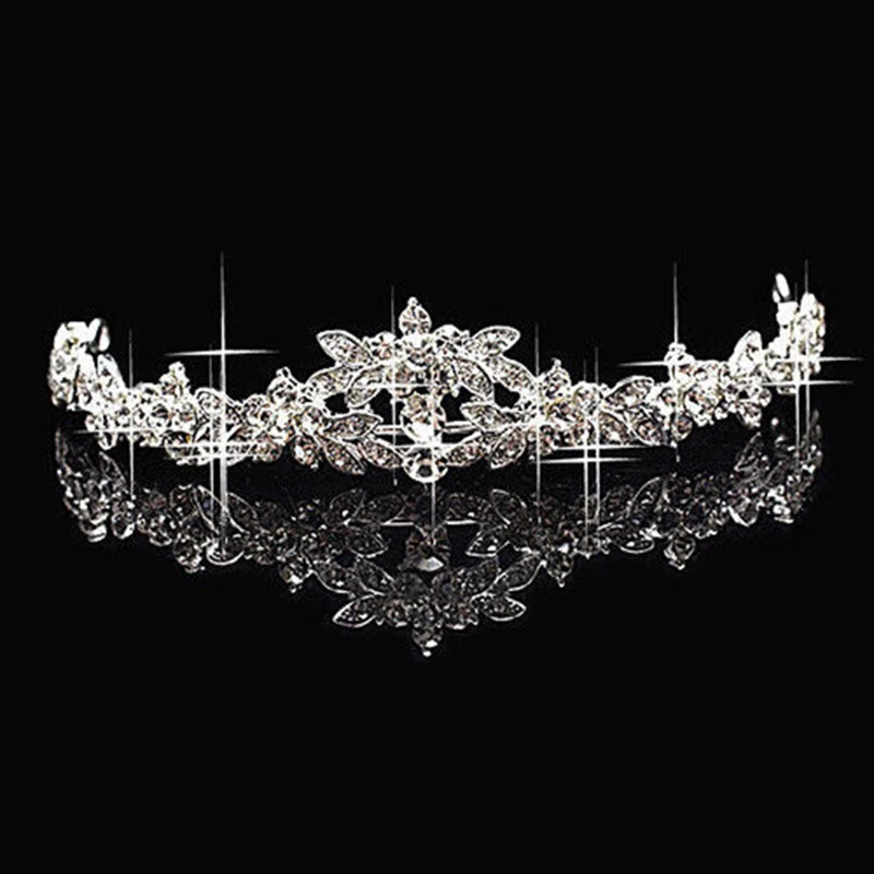 Fashion Bride Sparkly Crystal Rhinestone Crown Hairband Hair Band, Shinning Crown Tiara Wedding