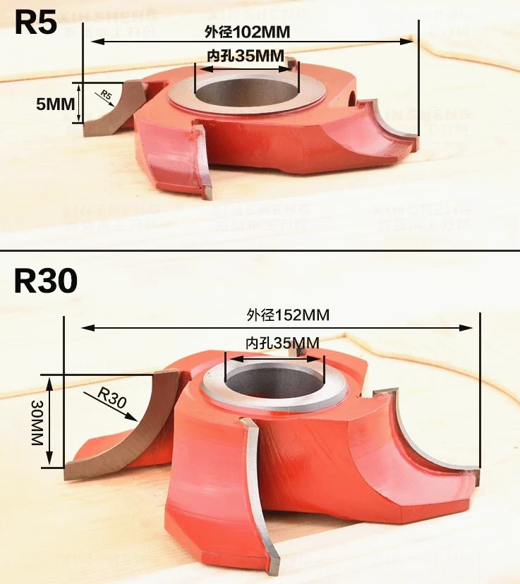 4 зубца для резки древесины TCT shaper режущая головка внутреннего диаметра 35 мм R5 1/4 ''Угловые закругленные концевые фрезы для деревообрабатывающего станка