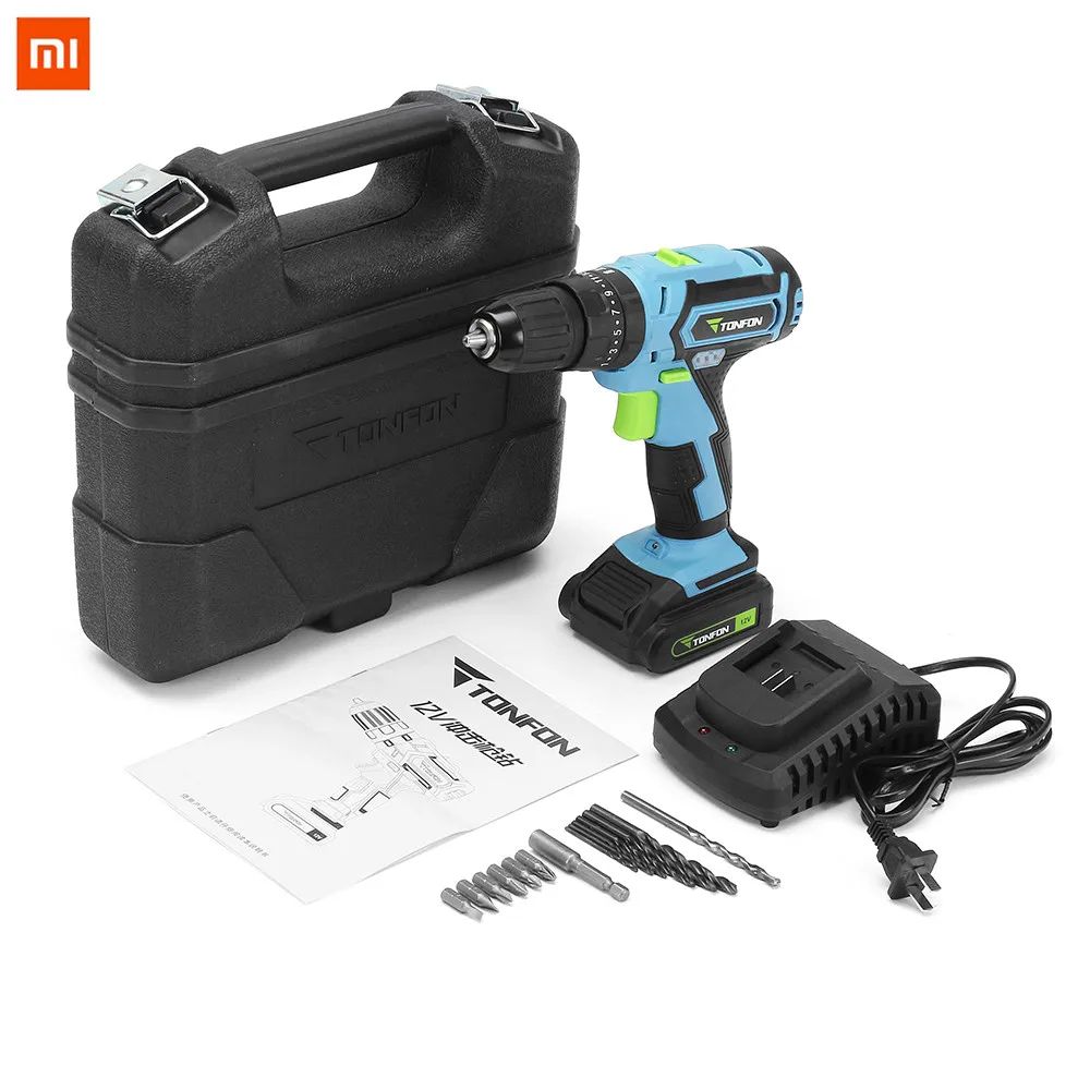 

YOUPIN Tonfon 3 In 1 12V Rechargable Electric Screwdriver Cordless lithium battery Power Dril IImpact Drill with Bits