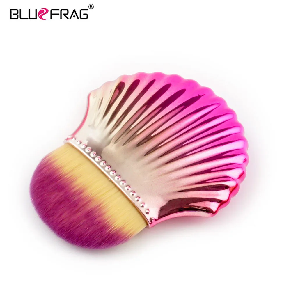 BLUEFRAG New Makeup Brush 3pcs Foundation Colorful Gold Seeshell Handle Violet/Yellow Super Soft Hair Flat Angle Powder Brushes|new makeup
