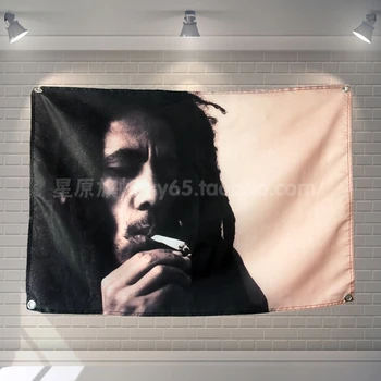 

"BOB MARLEY" Pop Band Sign Cloth Flag Four-Hole Hanging paintings Cafe Hotel Music Studio Decoration