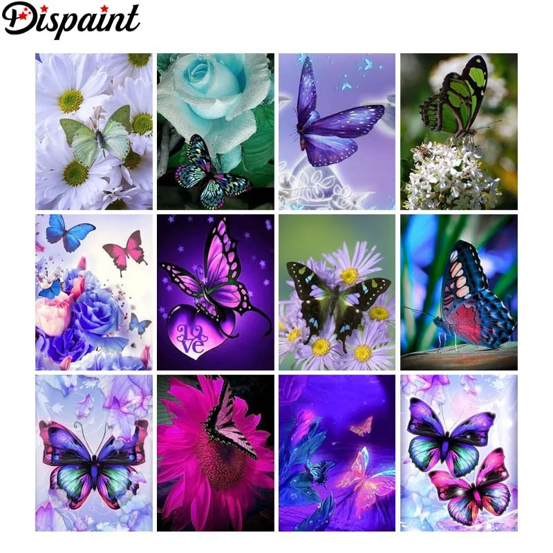 

5D алмазная вышивка Dispaint с квадратными/круглыми стразами «сделай сам», вышивка «цветы, бабочки, пейзаж», украшение для дома, подарок
