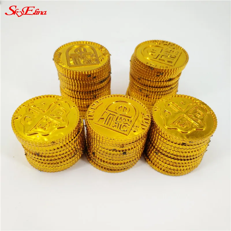 50/100pcs Plastic Gold Treasure Coins Pirate Gold Coins Props Toys Halloween Decoration Kids Birthday Party Props Accessories 7Z party toys
