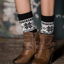 Вязаные ботинки; шерстяные сапоги; сезон осень-зима; цветные рождественские носки со снежинками; гетры; 3 пара/лот