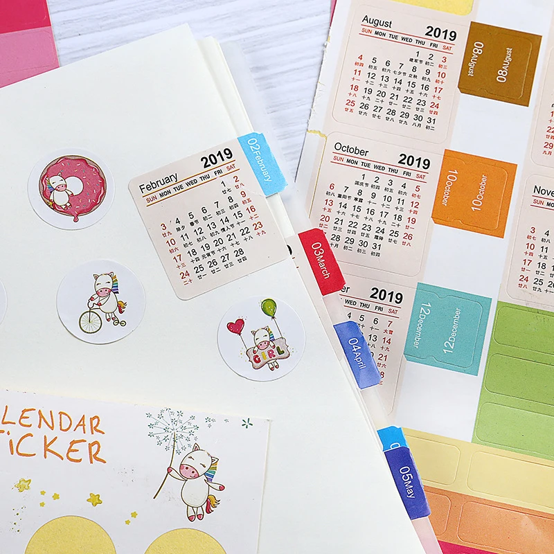 4pcs Calendar 2019 Agenda 2019 Plan Decorative Stickers Kawaii Stationery Label Mark Calendar Sticker Organizer Office Supplies 4pcs Calendar 2019 Agenda 2019 Plan Decorative Stickers Kawaii Stationery Label Mark Calendar Sticker Organizer Office Supplies