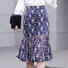 Летние короткие женские юбки, повседневная юбка русалки с эластичной талией и цветочным принтом 2439LY