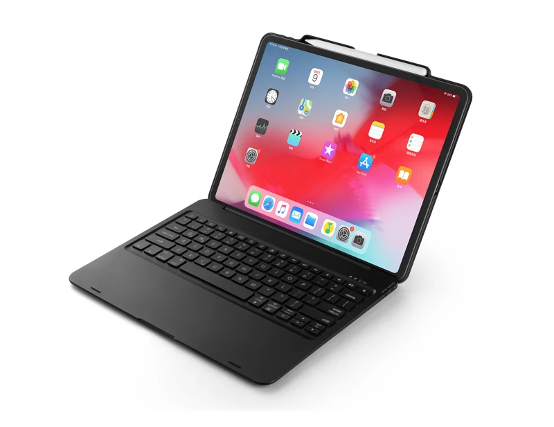 [Новое] Bluetooth Беспроводной клавиатура чехол для Apple iPad Pro 12,", думаю, что клавиатура с 7-Цвет со светодиодной подсветкой и Smart Sleep/Wake-up