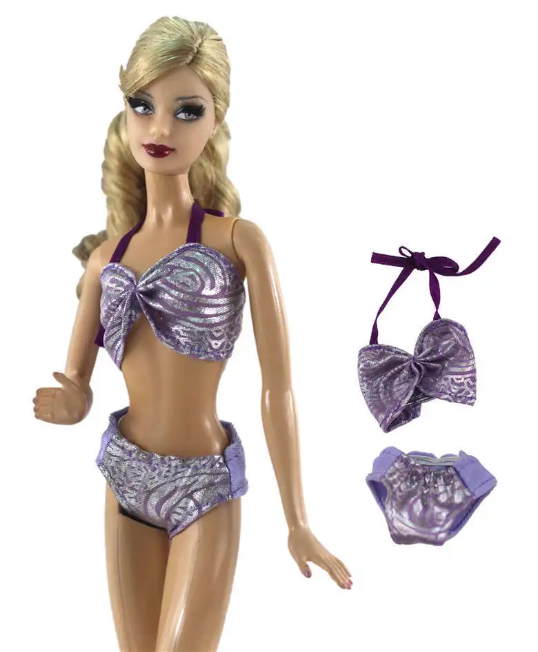 NK One Pcs Princess Doll Swimwear Swimsuits Summer Beach Bathing Bikini Dress For Barbie Doll Accessories Toys JJ 6X - Color: Not Include Doll D