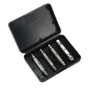WREOW 4Pcs/Set Double Side Carpentry Damaged Screw Extractor Drill Bits Set Easy Out