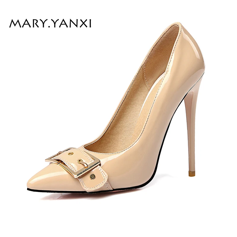 Spring/Autumn Women Big Size Lady Shoes Pumps Thin High Heel Pointed