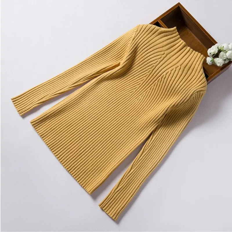 

4 to 14 years 7-color kids & teenager girls fall winter solid color turtleneck basic knitted sweaters children pullover sweater