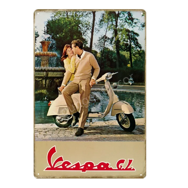 Винтажные наклейки для домашнего декора Vespa скутер Мотор Оловянная вывеска настенный художественный Принт плакат для паба бара гаража салон магазин металлическая доска YD015 - Цвет: YD0336