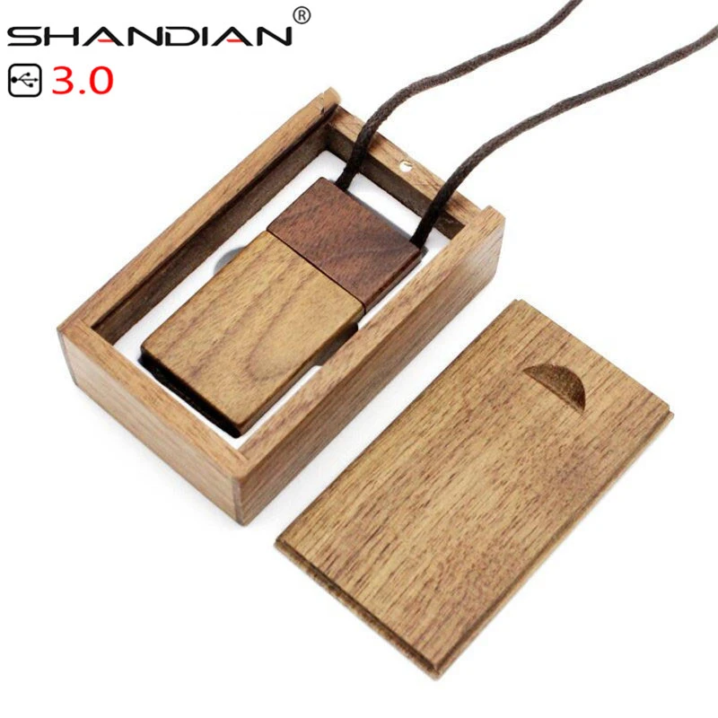 SHANDIAN USB 3,0(10 шт. бесплатный логотип) деревянный с веревкой usb+ Подарочная коробка usb флеш-накопитель карта памяти 4 ГБ 16 ГБ 32 ГБ 64 ГБ подарок