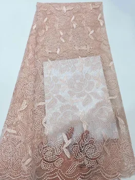 

African 3D Tulle Lace Fabric 2019 High Quality Lace Nigerian French Beaded Guipure Lace Fabric For Wedding Dress RF324