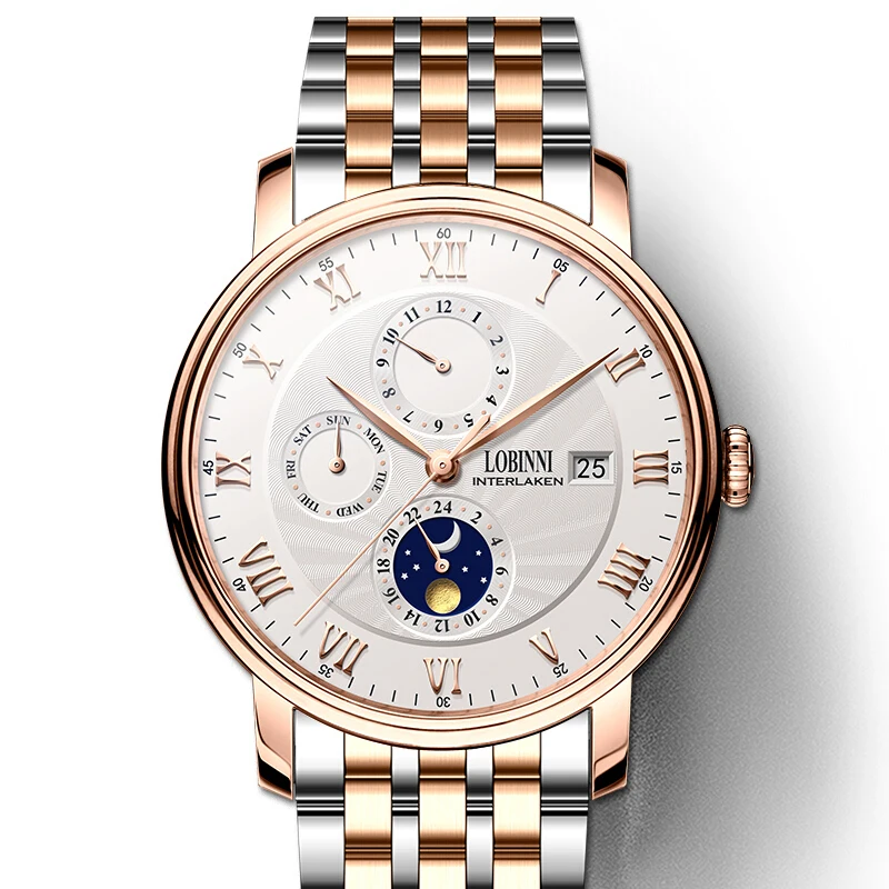 

Switzerland LOBINNI Men Watches Luxury Brand Wristwatches Seagull Automatic Mechanical Clock 316L Ss relogio masculino L1023-8