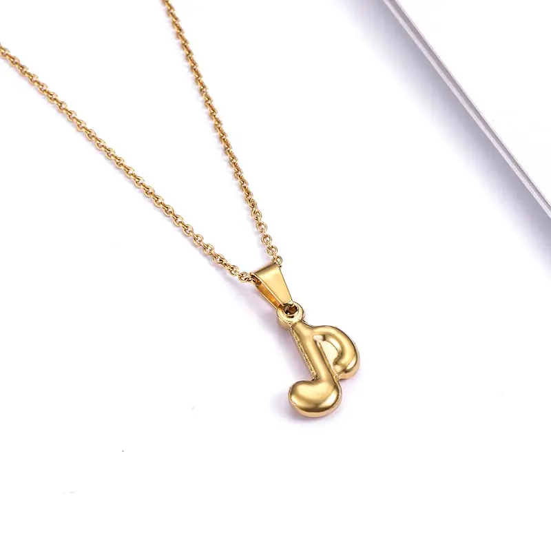 

ZFVB Hiphop Rock Musical Note Necklaces Statement Gold color Stainless Steel Pendant Necklaces Women Music Jewelry Bijoux