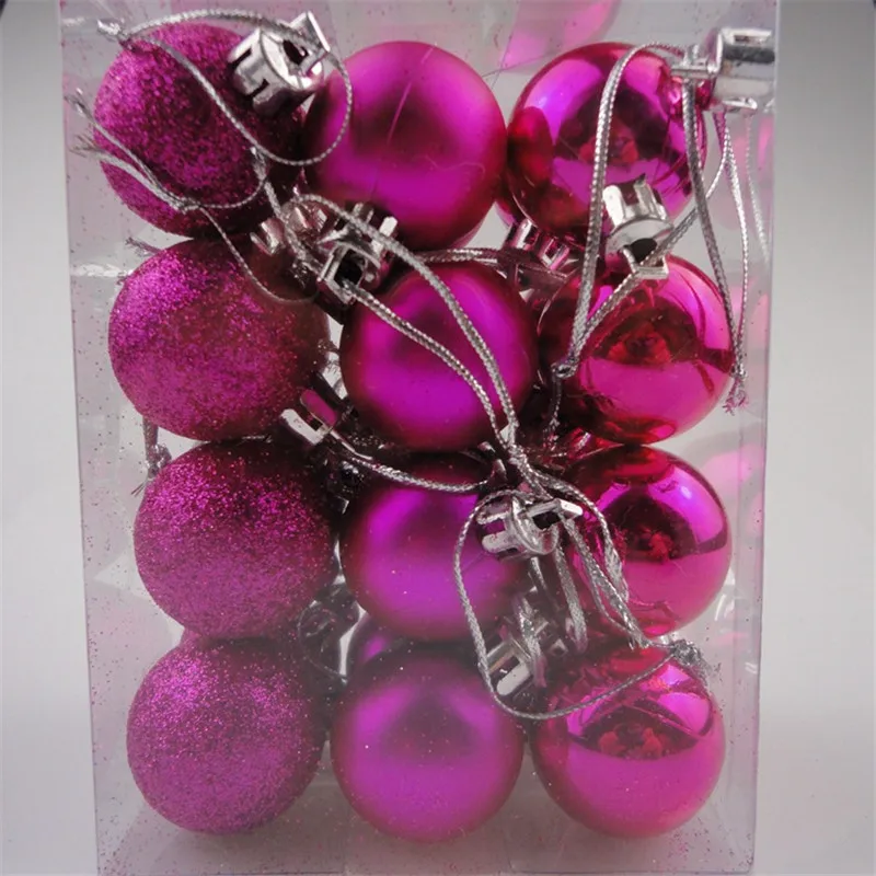 24 шт., 3 см, пластиковые шары из полистирола для моделирования, рождественские, новогодние, вечерние, украшения, подарки, 7ZHH181 - Цвет: rose red