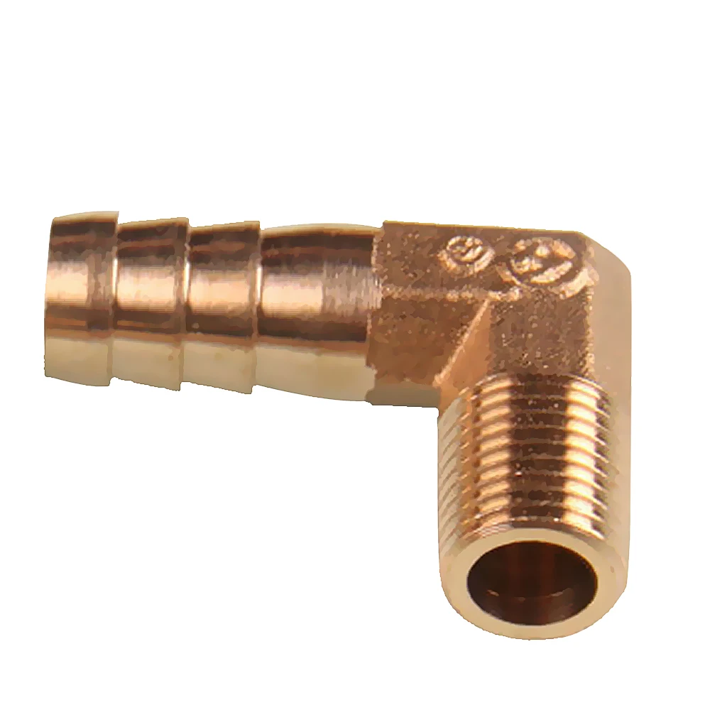 1/4 BSP to 6,8,10,12,mm Brass 90 Degree Male Elbow Barbed Hose Tail Pipe