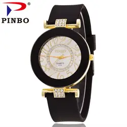 Лидер продаж карамельный цвет женские часы с силиконовым браслетом дамы кристалл платье кварцевые наручные часы Relogio Feminino
