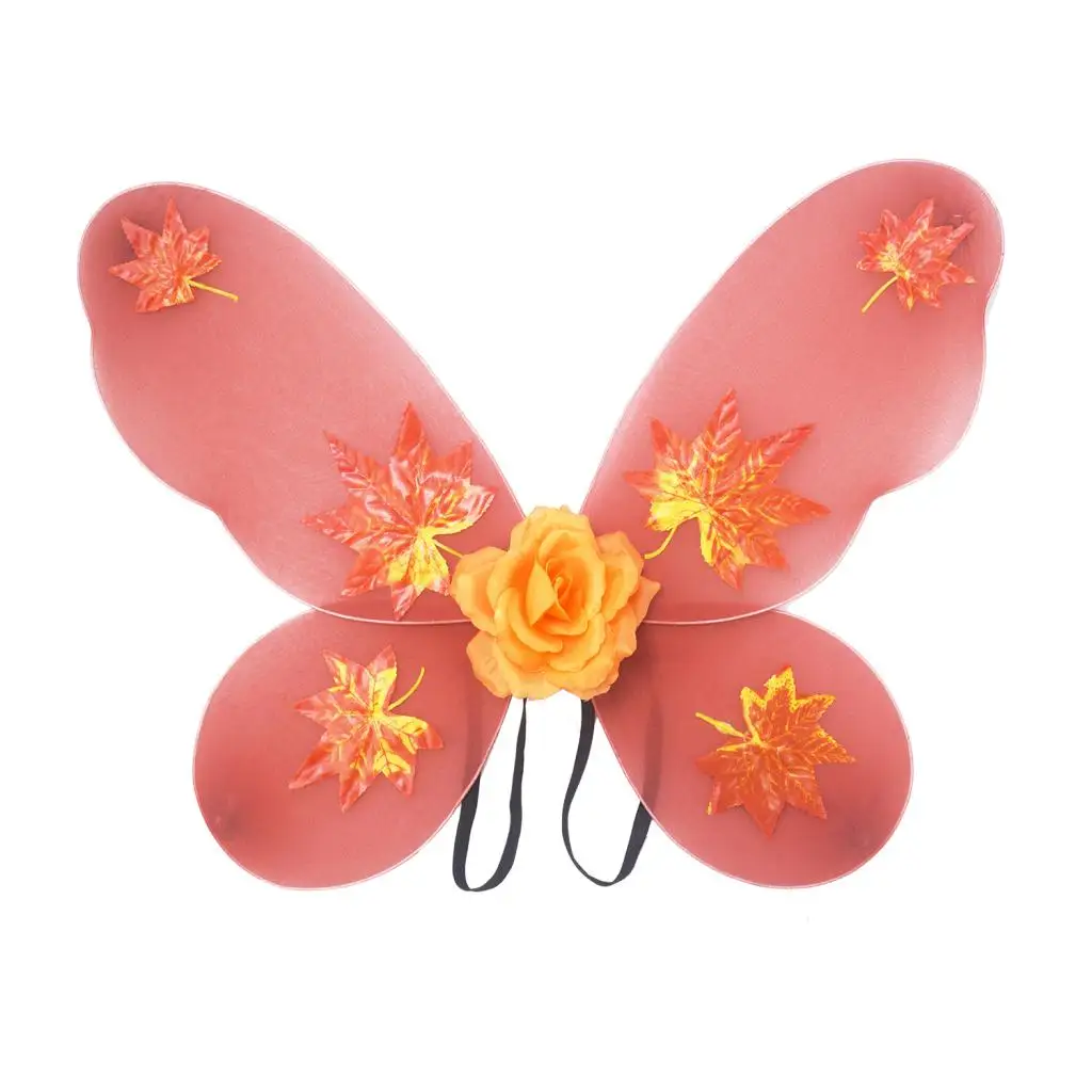 2pcs/Set Butterfly Fairy Wings for Girl Kids Tulle Dress Halloween Fancy Princess Dancing Costume Orange
