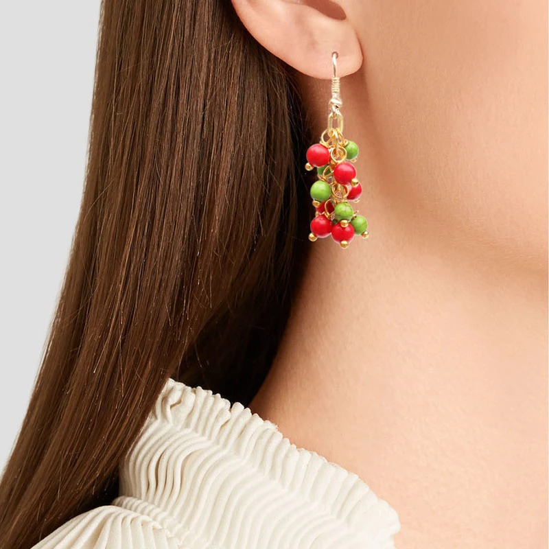 

2019 Earing Brinco Aretes Rushed Top Fashion Trendy Geometric Stone Copper Women Pine Beads Drop Earrings