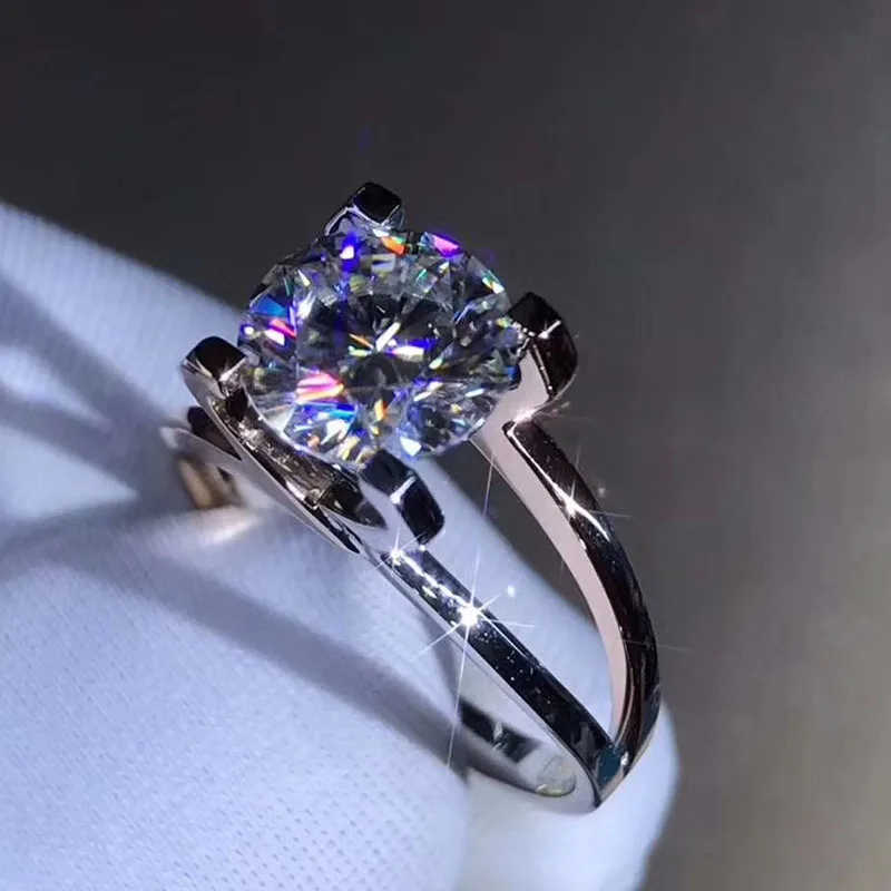 Кольцо из стерлингового серебра 925 1ct 2ct 3ct Мода стиль гладкая установка Алмазный Муассанит, свадебное кольцо, ювелирное изделие, вечерние кольцо на головщину