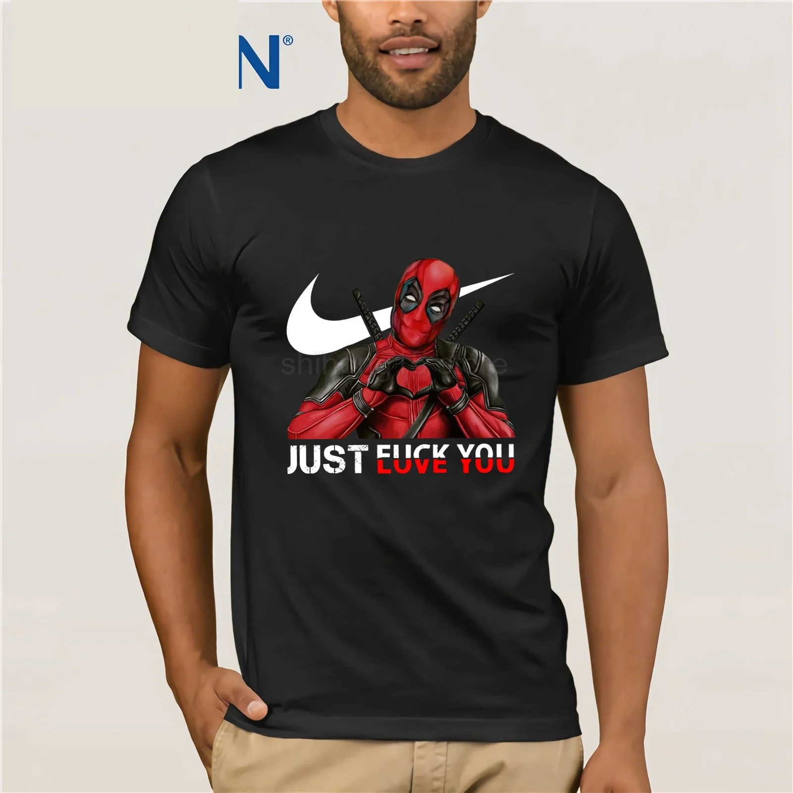

2019 cool men fashion T-shirt just Deadpool love you Tee shirt Short Casual Cotton O-Neck Print Broadcloth t shirt men