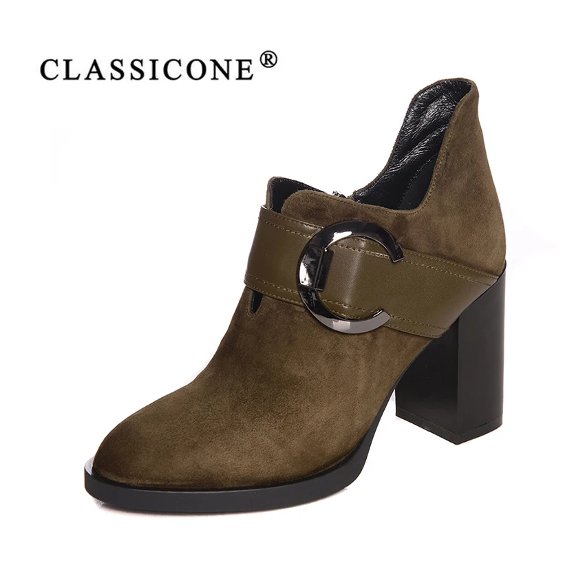 La Negro De Genuino Las Moda Sexy Otoño Cucharada Primavera Tacón Cuero Classicone verde Marca Estilo Bombas Mujeres Mujer Militar Decoración Botas Alto qHFfBE