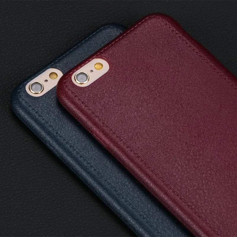 Ультратонкий гибкий силиконовый чехол для iPhone 6 6S кожаный с рисунком чехлы
