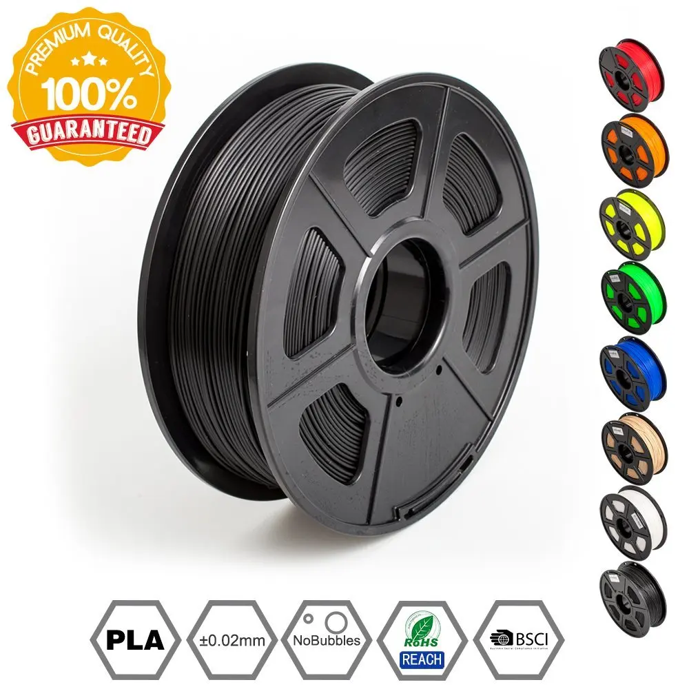 

PLA 3D Printer Filament 1.75mm 1KG/2.2lb Spool Black PLA Printer Filament