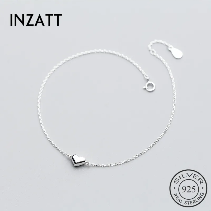 INZATT минималистичный романтичный блестящий браслет в виде сердца для модных женщин, красивые ювелирные изделия, 925 пробы, серебро, классические аксессуары, подарок