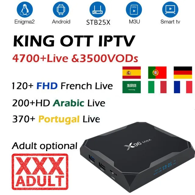 

French IPTV Box X96 Max Android 8.1 TVbox 4GB 32GB 64GB KING OTT IP TV French German Spain Portugal Arabic IPTV BT WIFI 5G
