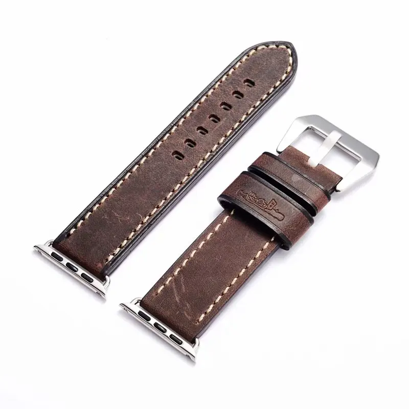 Ретро-браслет Cowskin, совместимый с Apple Watch, хорошее качество, ремешок из натуральной кожи для iWatch серии 4 3 2 1