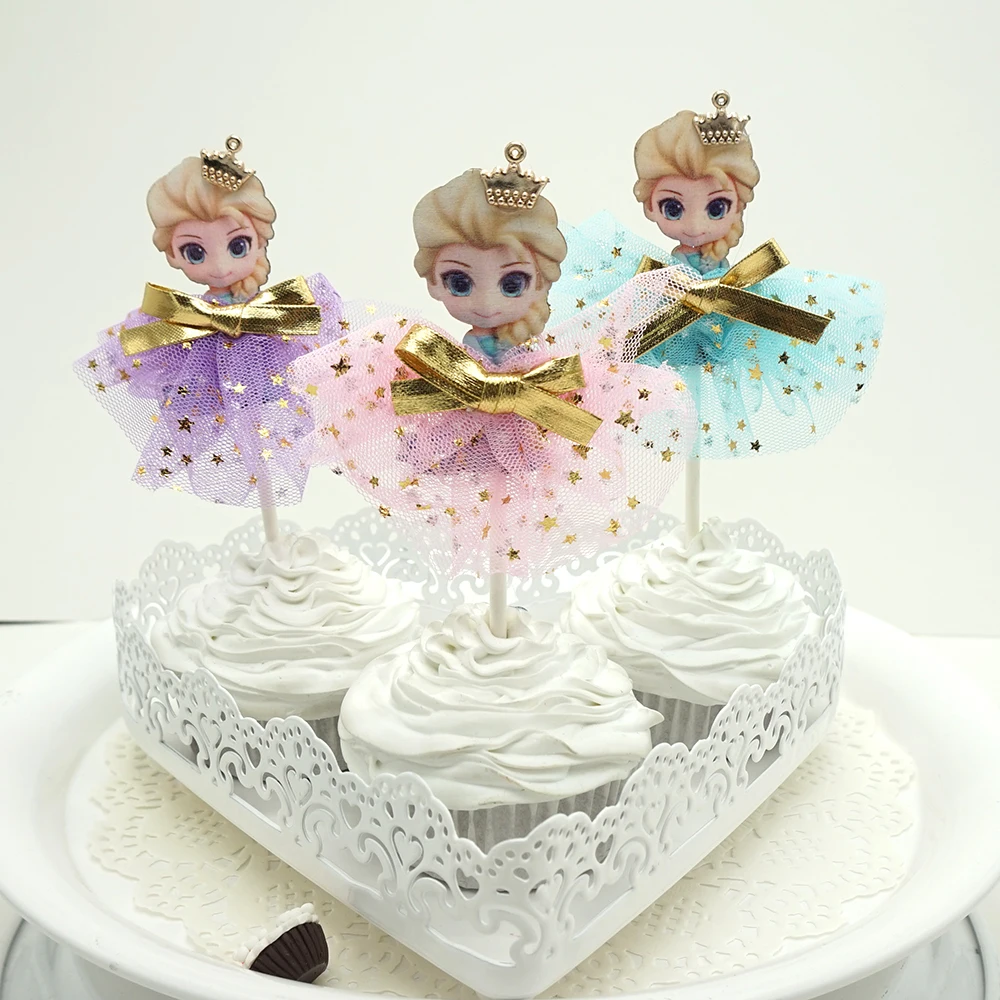 10 шт. в виде пирожного в чашке с фигурки жениха и невесты; С Днем Рождения флажки для торта Корона принцесса Аиша для маленьких девочек baby
