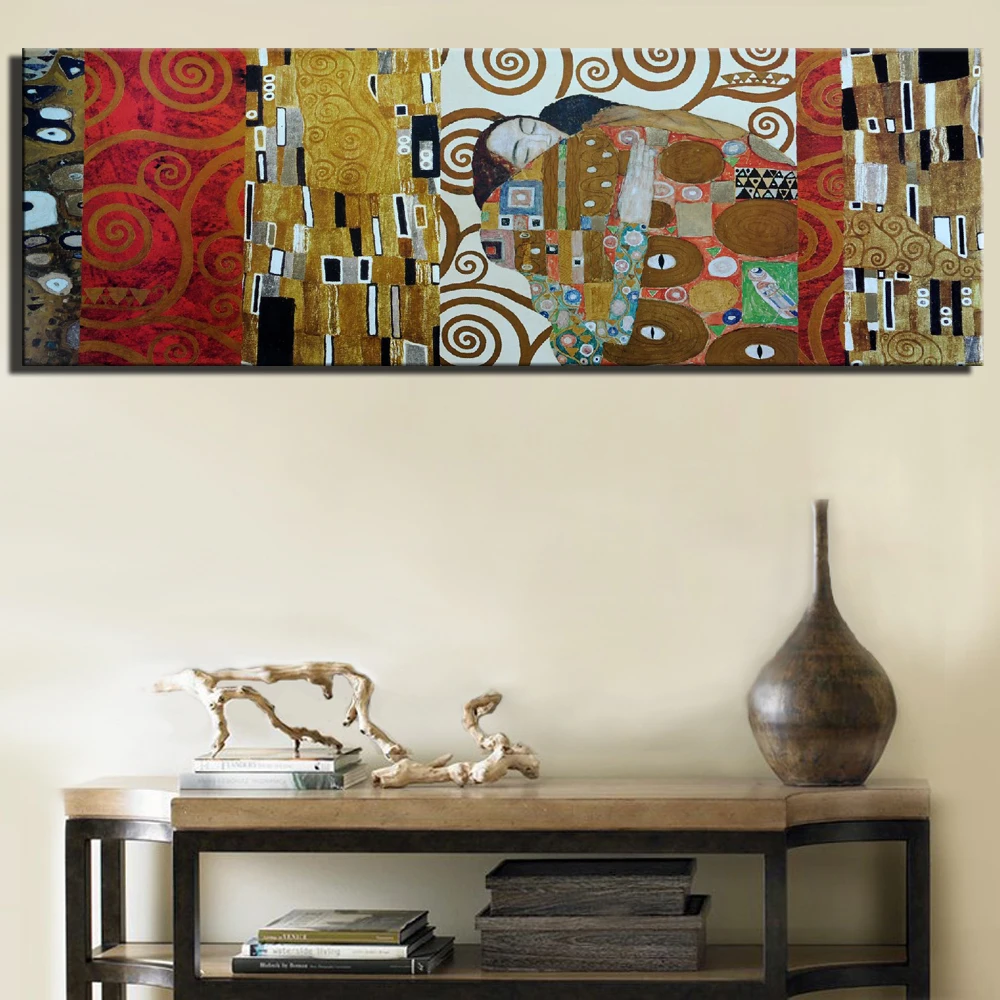 Gustav Klimt Kiss Famous Canvas Paintings For Bed Room Decor Large Size World Famous Painting Repli