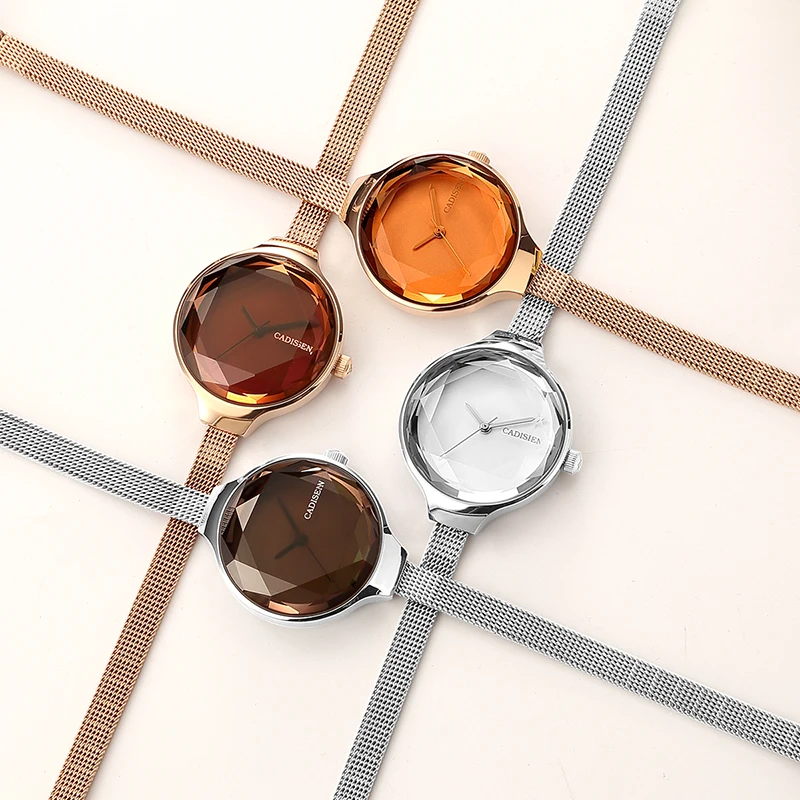 

New 2018 CADISEN Brand Fashion Wristwatches Women Stainless Steel Band Women Dress Watches Quartz watch Relogio Feminino CA2020