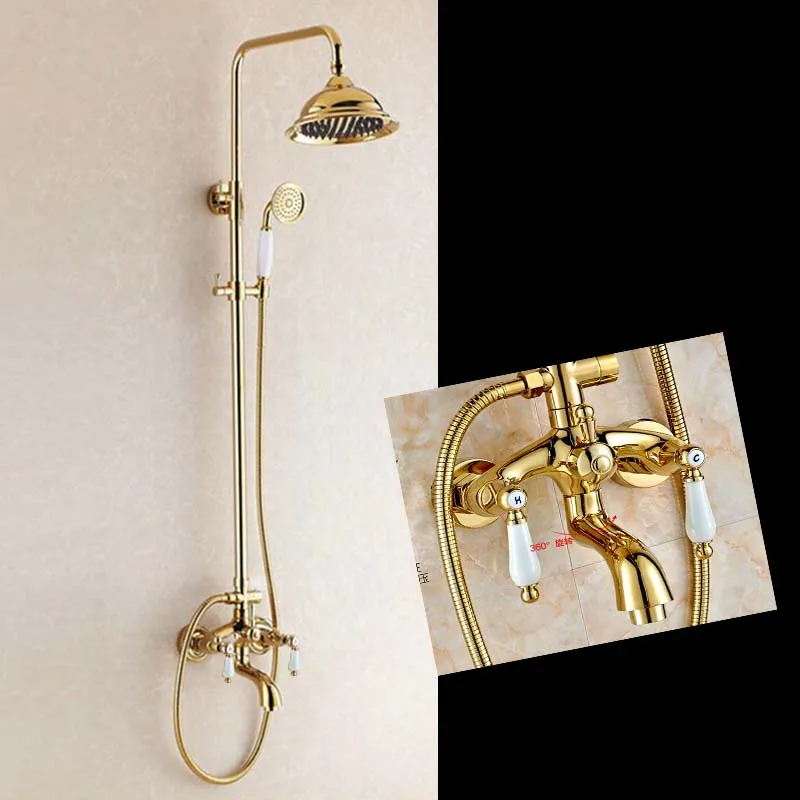 

Modern Ceramic Style Valve Mixer Tap Tub Spout 8" Round Shower Head Hand Shower