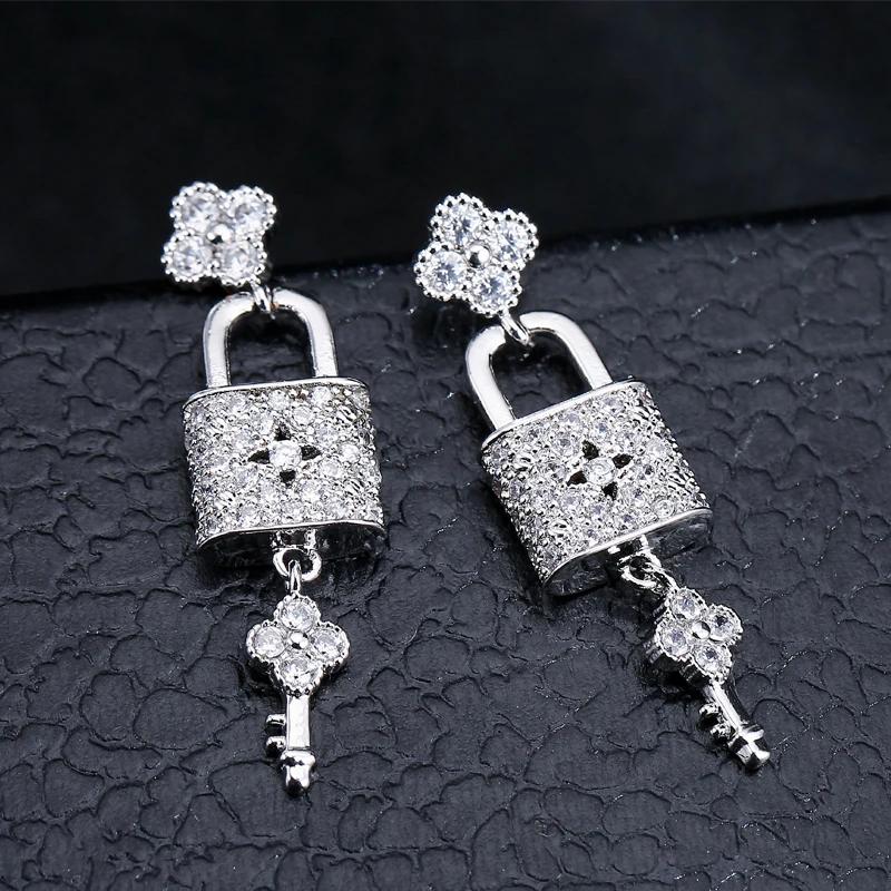 FYM High Quality Slicer Color Flower Lock And Key Shape Women Earrings