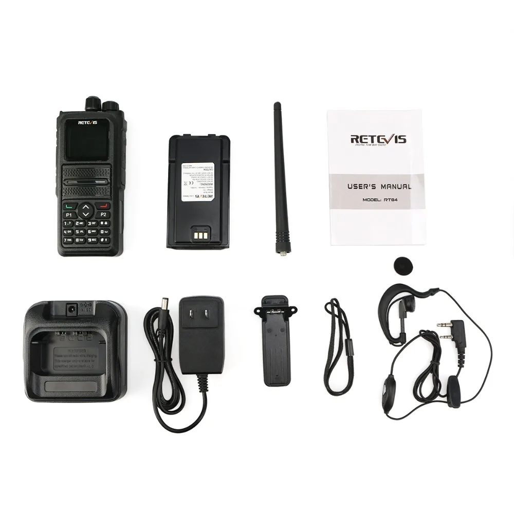 Retevis RT84 Dual Band Radio DMR Digital/Analog Walkie Talkie 5W Ham Amateur Radio Transceiver with Programming Cable Retevis RT84 Dual Band Radio DMR Digital/Analog Walkie Talkie 5W Ham Amateur Radio Transceiver with Programming Cable