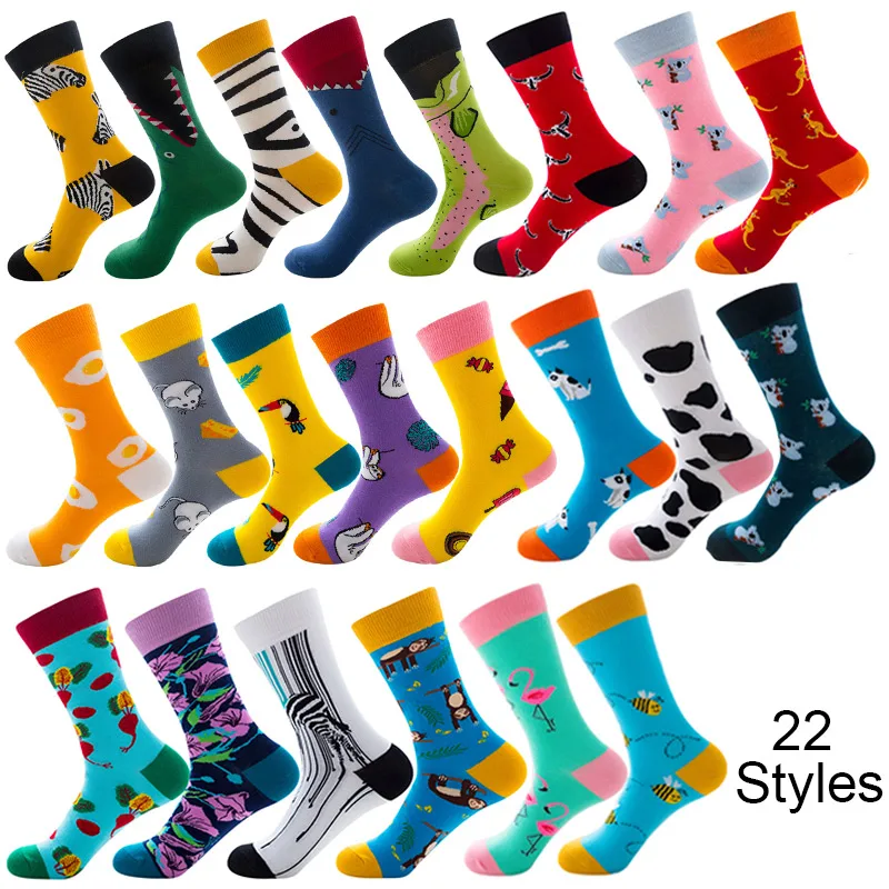 

1 pair Fashion Men Cotton Socks Autumn Winter Men Colorful Funny Socks Cartoon Animal Zebra Shark Bird Novelty Socks Male meias